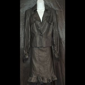 Bebe black shiny skirt suit